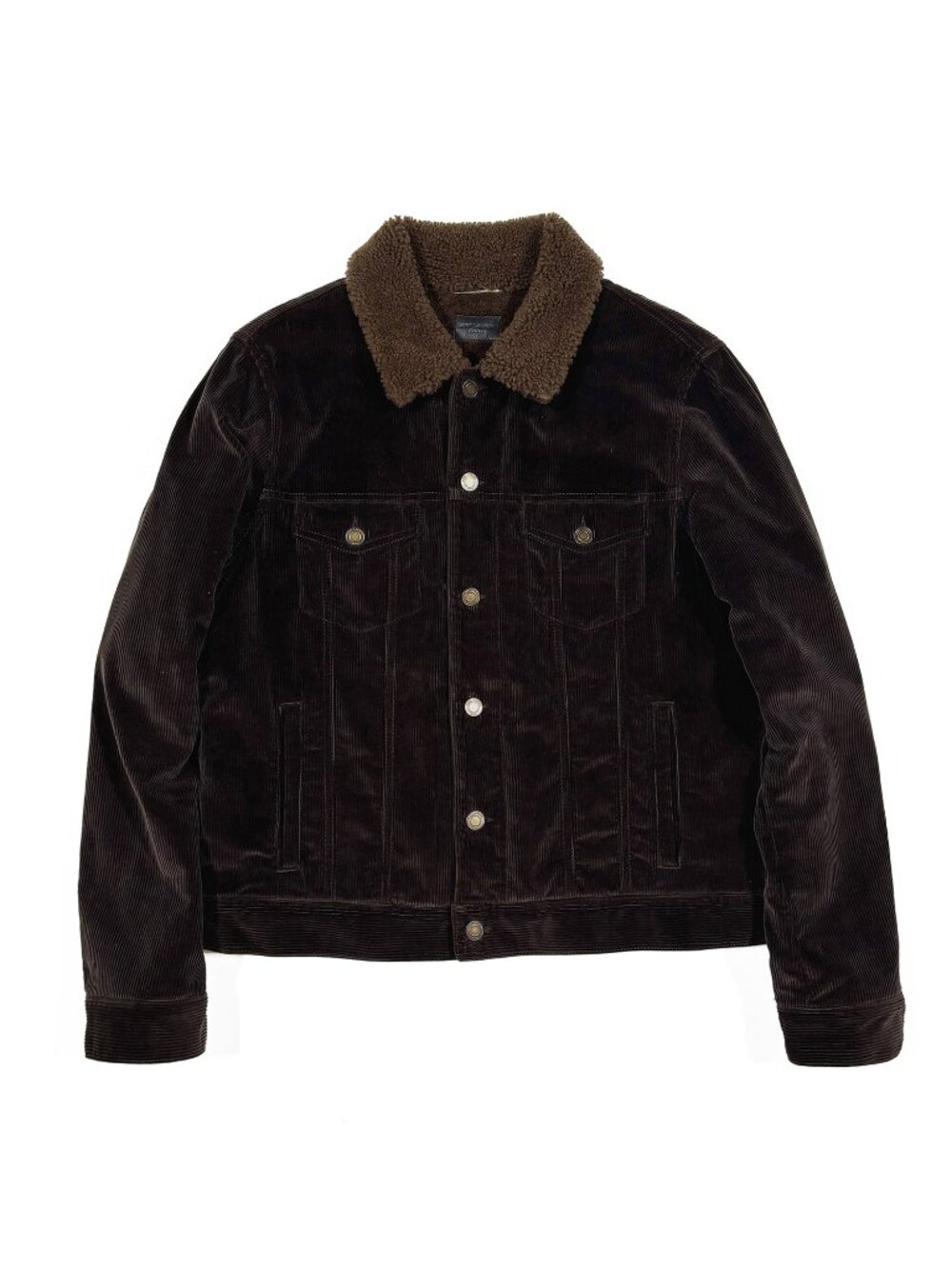 Saint Laurent Shearling Corduroy Trucker Jacket Chocolate Brown Size L